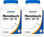 Nutricost Monolaurin 1000 mg (120 Servings, 240 Capsules) - Gluten-Free, Non GMO, Vegan (Pack of 2)