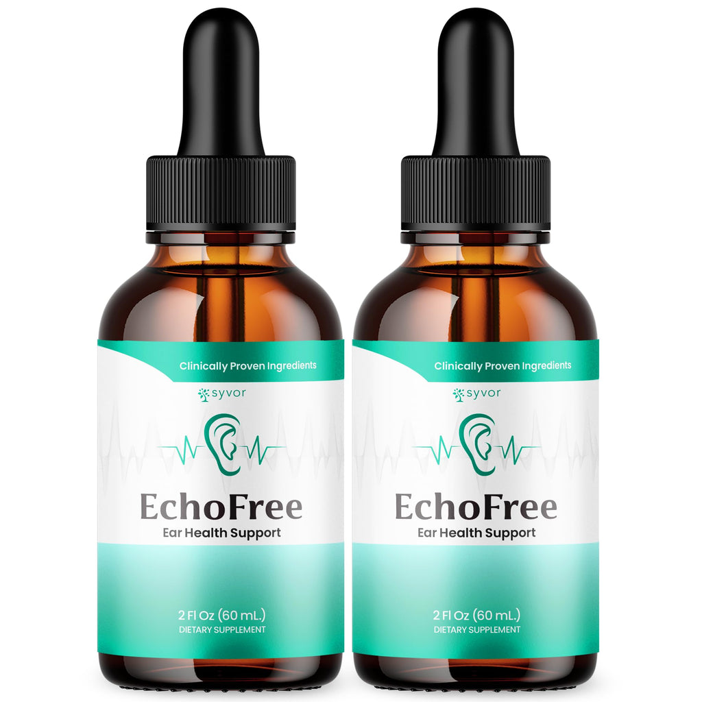 (2 Pack) Echo Free Drops, Official Echo free Ear Health Support Liquid Supplement with All Natural Proven Ingedinets, Echo Free Max Strength Plant Based Hearing Support for Ringing Ears (60 Servings)
