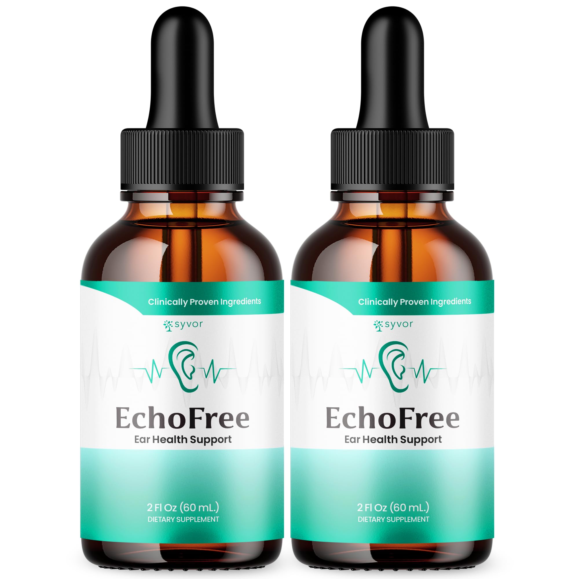 (2 Pack) Echo Free Drops, Official Echo free Ear Health Support Liquid Supplement with All Natural Proven Ingedinets, Echo Free Max Strength Plant Based Hearing Support for Ringing Ears (60 Servings)