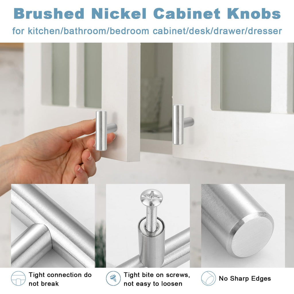 Estmoon 30 Pack Cabinet Knobs Brushed Nickel Cabinet Handles, Stainless Steel Single Hole Kitchen Cabinet Knobs Silver Cabinet Pulls for Kitchen Cabinets and Dressers,2 Inch Overall Length Drawer Knob