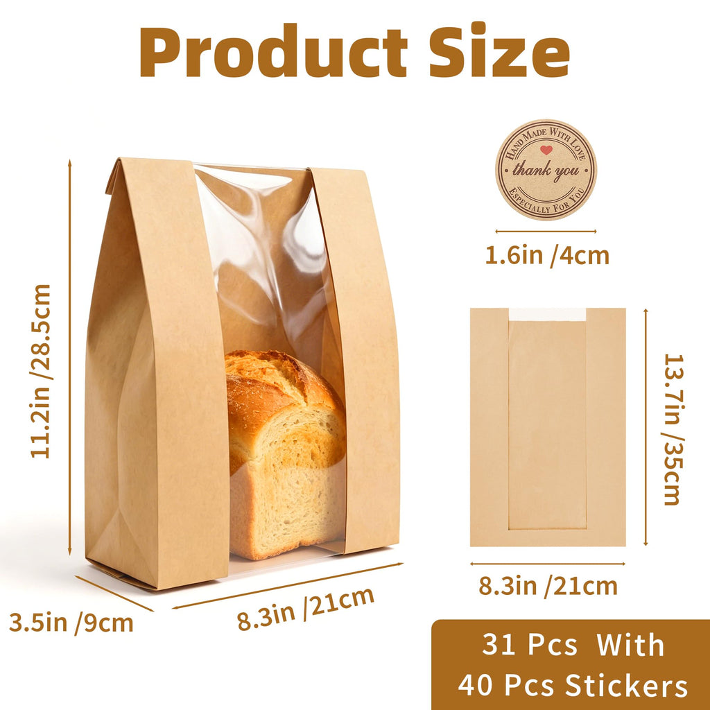 Homrelaxy 31 Pcs Paper Bread Bags for Homemade Bread Sourdough with Window