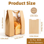 Homrelaxy 31 Pcs Paper Bread Bags for Homemade Bread Sourdough with Window