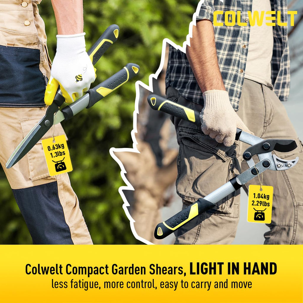 Colwelt Garden Shears Set 3Pc, 17’’ Hedge Shears Loppers for Gardening Tool