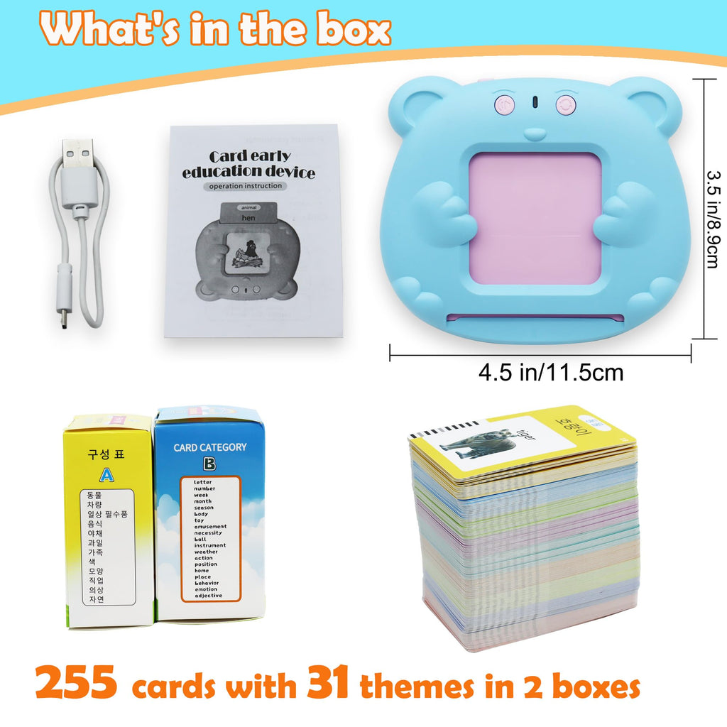 MAYAPHILOS 510 Words English and Korean Talking Flash Cards Bilingual, Educational Toy, Korean Language Learning Toys Pocket Speech for Toddlers