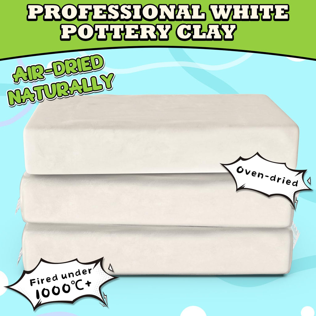 Premium Air Dry Clay for Kids - Natural Pottery Modeling Clay, 3.3lbs Arts & Crafts Supplies for School Classrooms, Kids Toy Gift for Christmas, White