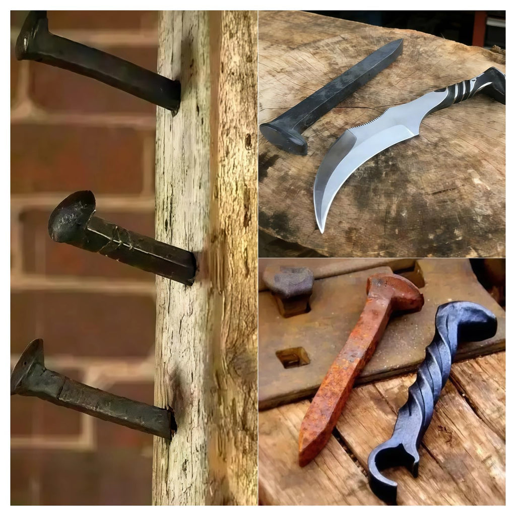 5 Pack 6.5 Inch Railroad Spikes Carbon Steel Large Size, Heavy Duty Bulk Metal Railway Spikes Rusting Blacksmithing Gifts for Knife Forging, Home Garden Art Decor, Outdoor Stakes Hang
