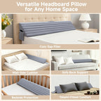 Queen Bed Wedge Pillow for Headboard Gap, Ergonomic Waves Bed Mattress Gap Filler(0-7") with High-Density Foam, Non-slip Bottom, Bed Gap Filler with Large Pockets & Washable Cover, Grey(60"x10"x6")