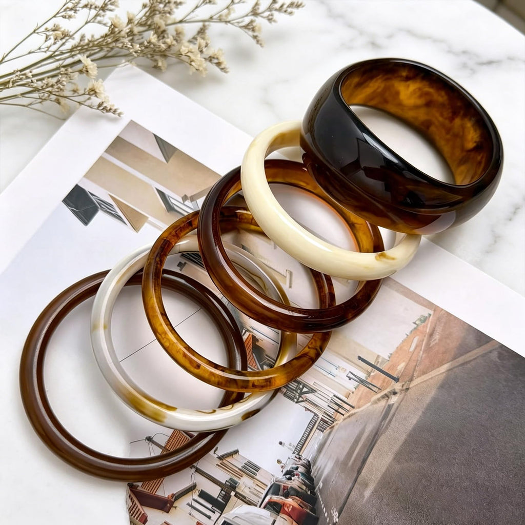 FIRSAUKI Chunky Resin Acrylic Bangle Bracelets for Women