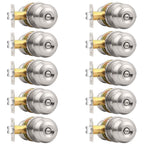 Probrico Brushed Nickel Bed/Bath Door Knobs, Satin Ball Door Knob, Interior Door Knobs for Bedroom Bathroom, Privacy Function, 10 Pack