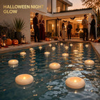 Aignis 24 Pack Waterproof Flameless Floating Candles, 200-Hour Battery Operated 2.2" LED Tea Lights, Water-Activated Flickering Warm White Glow for Halloween, Wedding Centerpieces, Pool