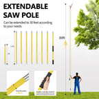 Ersitrole Manual Pole Saw, 30 ft Extendable Tree Pruner, Sharp Steel Blade and Scissors High Branches Trimming, Pole Saws for Tree Trimming, Tree Trimmers Long Handle Pruner