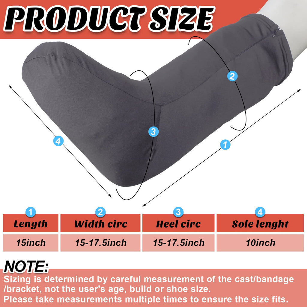 Boao 2 Pcs Leg Cast Cover, Medium Short Cast Sock Cover Below the Knee Leg Sleeve for Foot Men Women(Black, Gray)