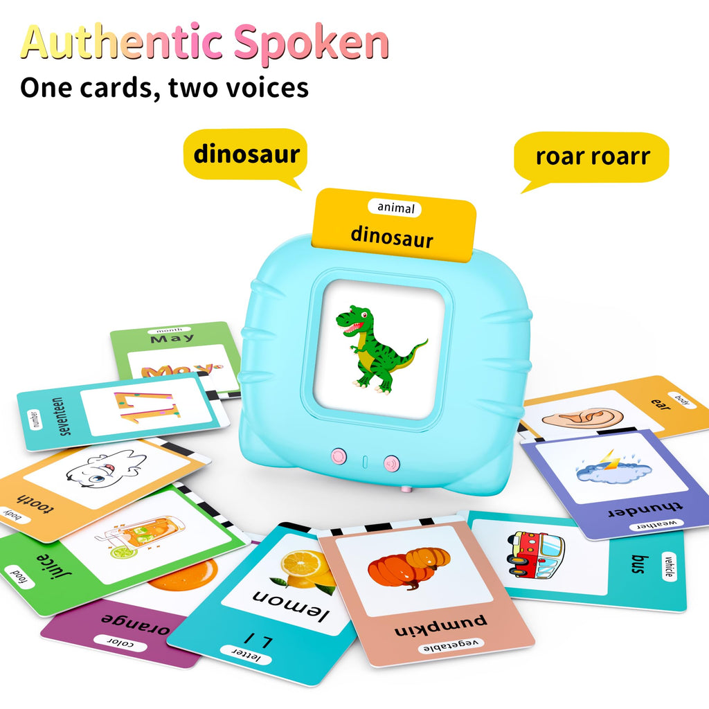 Eaever 520 ABC Sight Words Talking Flash Cards, Christmas Birthday Gift for 2 3 4 5 6 Year Old Boys and Girls, Preschool-Learning-Activities, Toddler Educational Toys for Ages 1-6 Kids, Blue