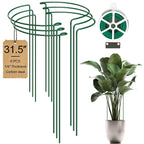 6-Pack 31.5” Plant Support Stakes, Steel Plant Cage & Peony Tomato Hydrangea Cage, Garden Stakes for Outdoor Plants, Heavy-Duty Plant Stakes, 16.7” Support + 14.8” Extension Tubes