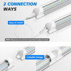 SHOPLED 8FT Shop Light 100W 15000LM 6500K | 12-Pack Linkable V-Shape Led Shop Light | Plug & Play T8 Tube Lights for Garage, Warehouse, Basement | Ultra Bright Energy-Saving Commercial Lighting ETL