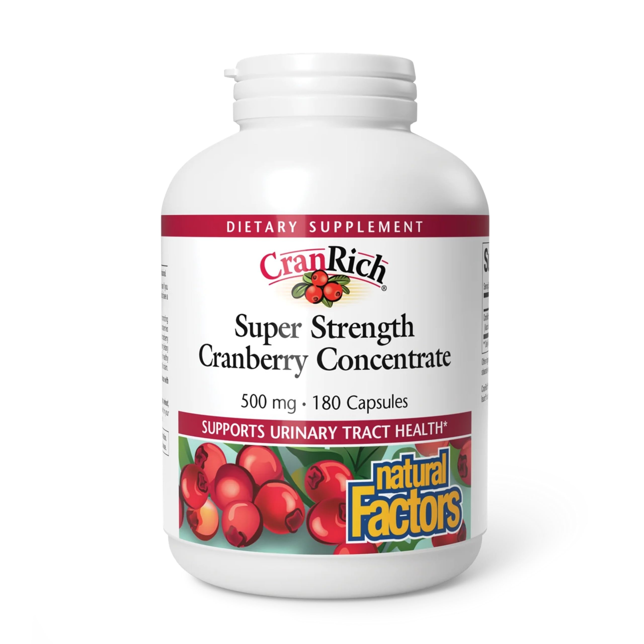 Natural Factors CranRich Super Strength Cranberry Concentrate - Antioxidant Support Supplement - Aids Urinary Tract & Bladder Health - 180 Capsules (180 Servings)
