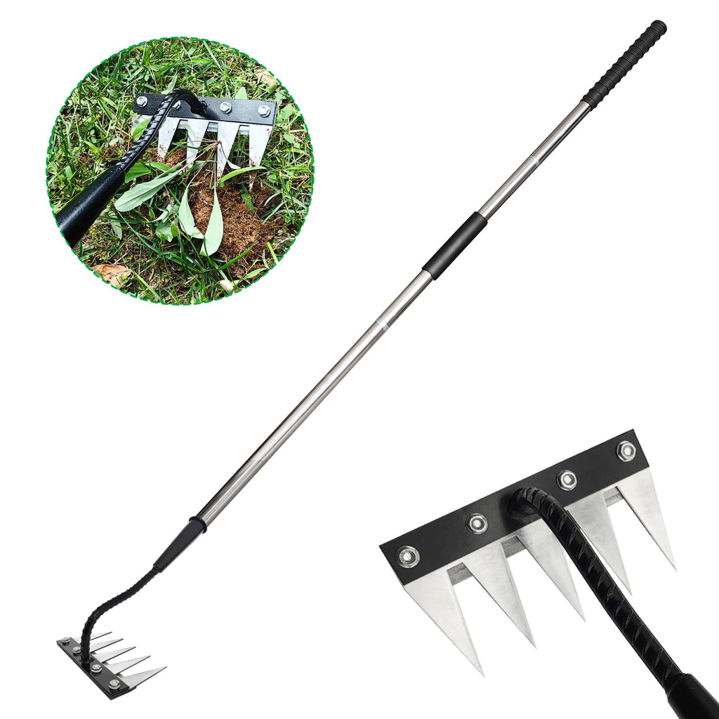 Forged Iron Weeding Rake, Gardenia 2.0 Iron Weed Rake with Long Handle