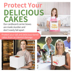 Moretoes 12 Pcs Cake Box, Tall Cake Boxes with Window in 3 Sizes 12x12x12 10x10x10 8x8x8 Inches, Bakery Boxes Disposable Carrier Take Out Container, 2 or 3 Tier for Valentine's Day Mother's Day