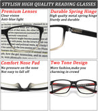 Blue Light Blocking Reading Glasses for Men,4 Pack Stylish Computer 1.5 Readers with Spring Hinges,Anti Glare/Eye Strain Filter UV Ray Magnigying Reader Eyeglasses,+1.50 Magnification Strength