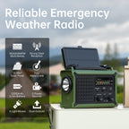 Solar Radio Emergency Hand Crank 12000mAh with Clear Signal