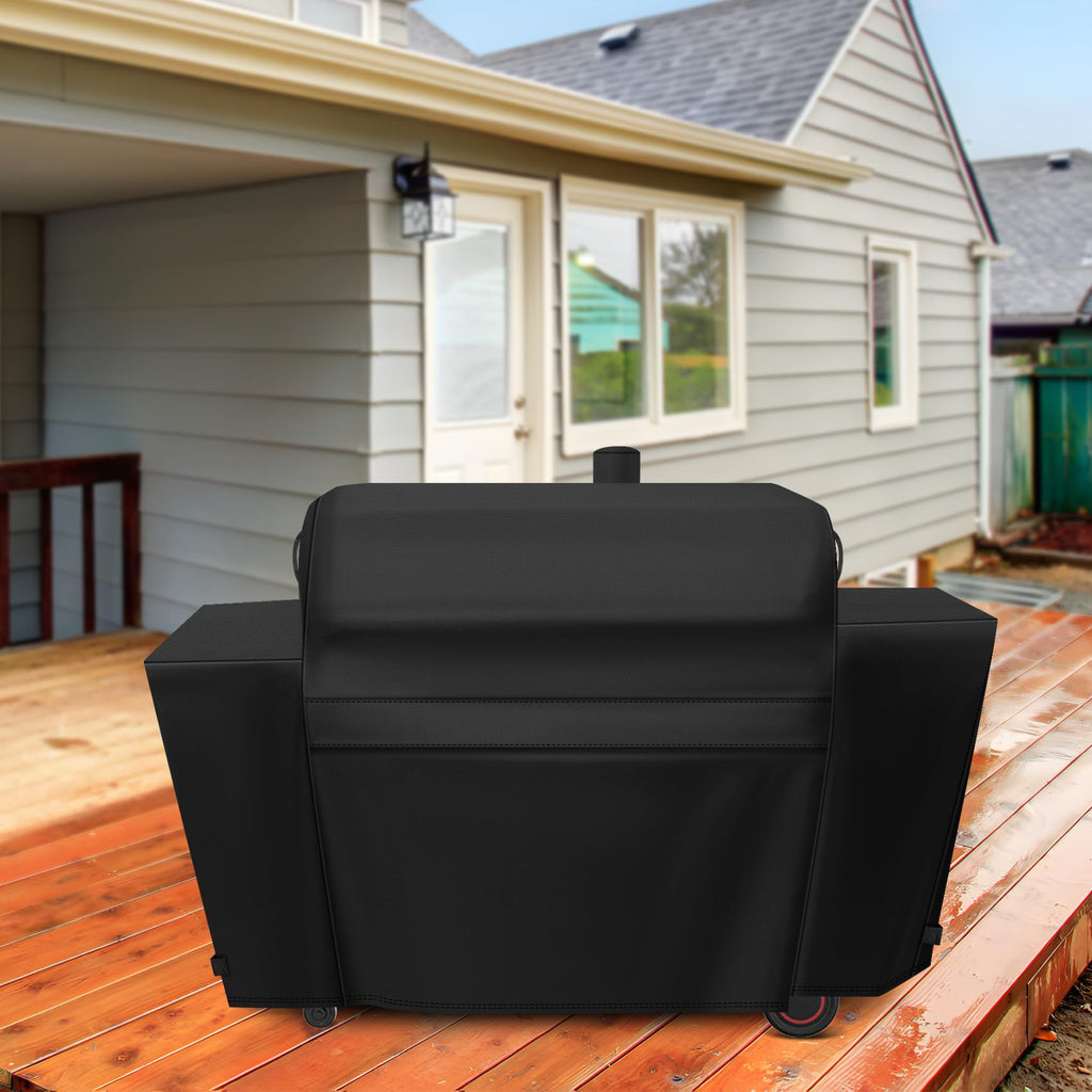 EZ-DONGTENG Heavy-Duty 600D Grill Cover fit for Nexgrill Oakford 1150 Pro Offset Smoker and 3-Burner Propane Gas Grill, Nexgrill Oakford 1150 Pro Grill Model 810-0072 Cover