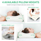 UTTU Cervical Pillow for Neck Strain Relief, Memory Foam Neck Pillow for Sleeping, Adjustable Orthopedic Sandwich Pillow, Contour Cooling for Side Back Stomach Sleeper, King(27.6"×15.7"×5.2"/4.5")