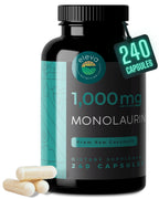 Monolaurin 1000mg Capsules — Made with Pure Glycerol and Lauric Acid from Raw Coconut — Natural Vegans- Non-GMO and Soy Free — 240 Capsules