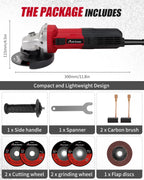 AVID POWER Angle Grinder 7.5-Amp 4-1/2 inch Electric Grinder Power Tools with Grinding Wheels, Cutting Wheels, Flap Disc and Auxiliary Handle for Cutting, Grinding, Polishing & Rust Removal - Dark Red