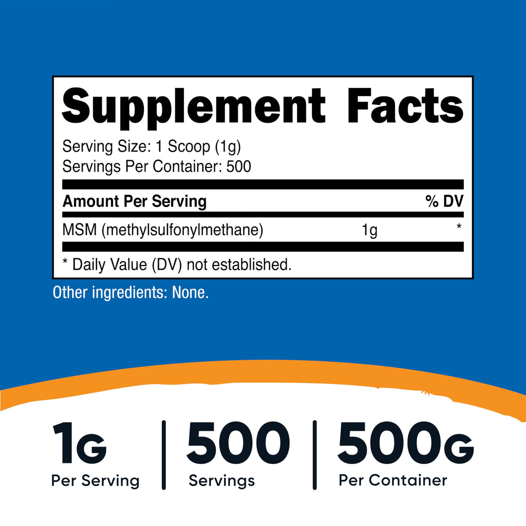 Nutricost Pure MSM Powder 500 Grams (Methylsulfonylmethane)