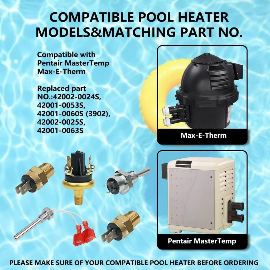 ZAIGANMA Pool Heater Repair Kit 42002-0024S 42001-0063S 42001-0053S Heater Thermistor 42001-0060S 42002-0025S Replacement for Pentair Sta Rite MasterTemp &Max-E-Thermistors Pool Spa Hearter Repair Kit