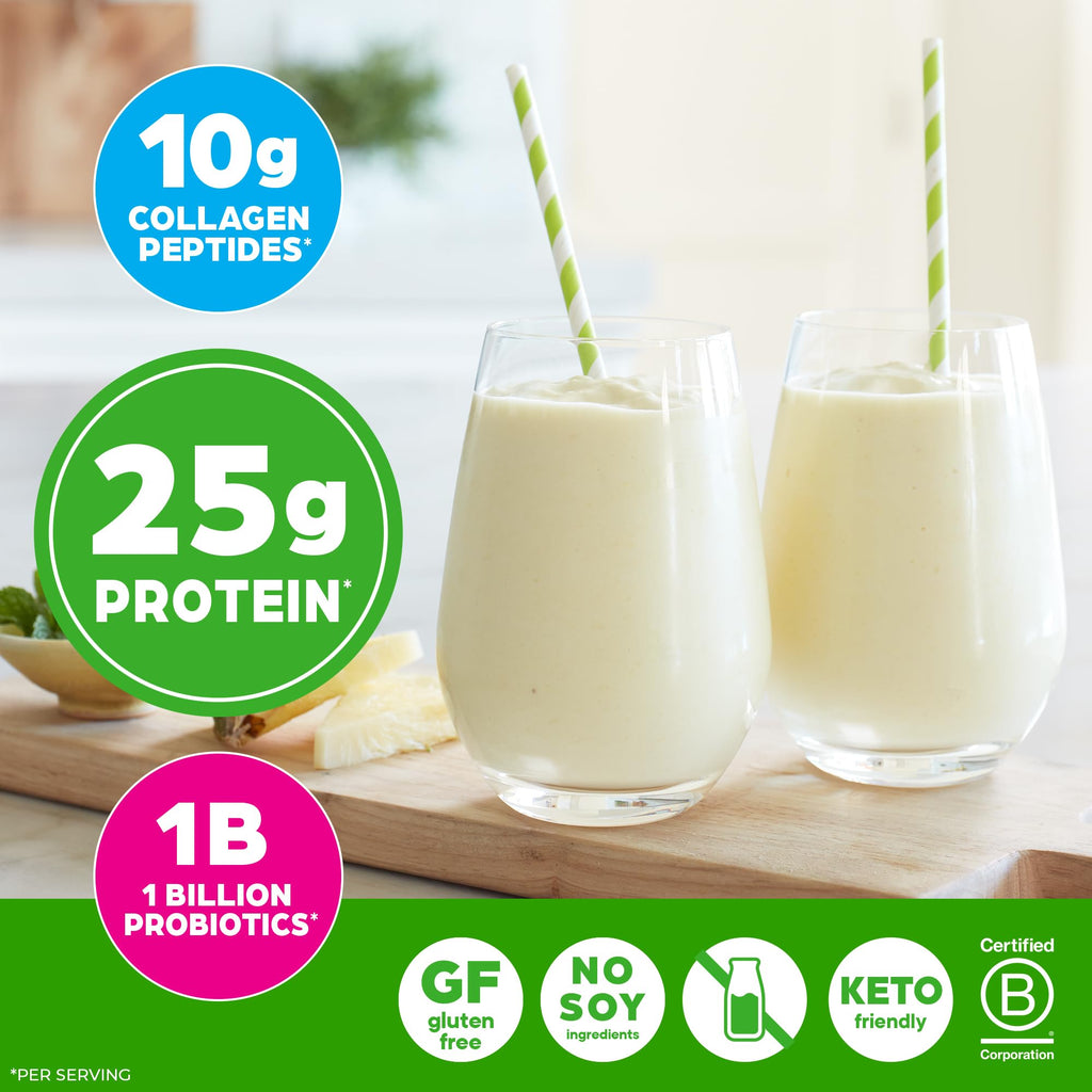 Orgain Protein Powder + Collagen, Vanilla Bean - 25g of Protein, 10g Collagen Peptides, Type I & III, 1B CFU Probiotics, Supports Hair, Skin, Nail, Joint & Gut Health, Gluten Free - 1.6lb