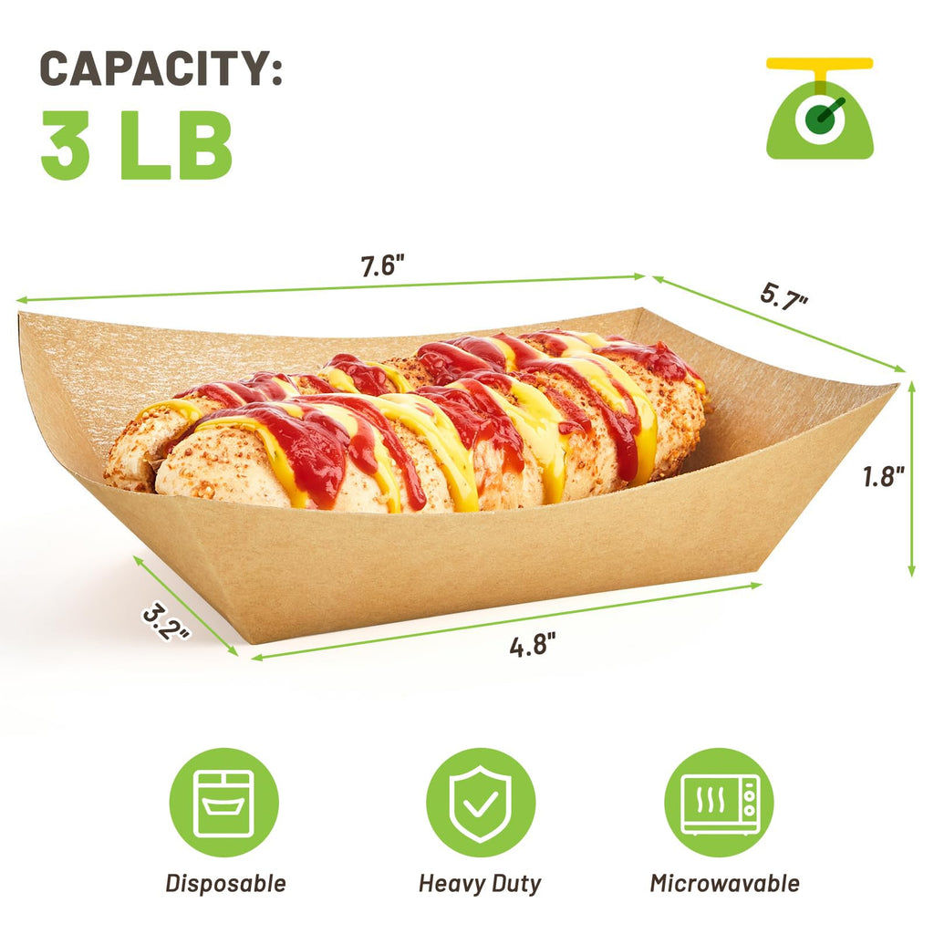 ZORRITA 50 Pack 3 Lb Paper Food Trays