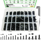 1715Pcs M2 M3 M4 M5 Screw Kit - 3D Printer Mini Screw, Allen Head/Flat Head/Countersunk Bolt/Screws, Metric Bolts Assortment, Black Nuts and Bolts for Mechanical Hardware