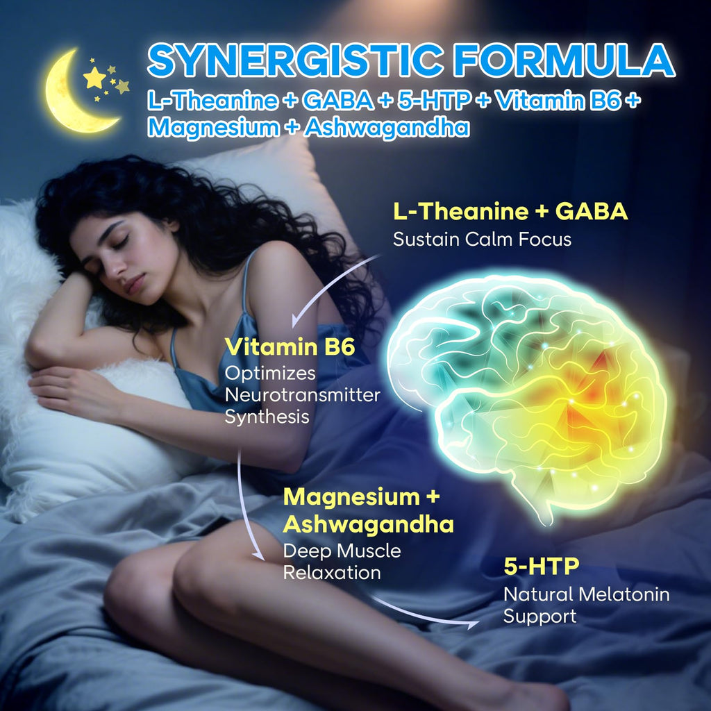 BVIVLOO L-Theanine Gummies with L-Theanine 400 mg, Ashwagandha, GABA, 5-HTP, Magnesium Glycinate for Calm, ZZZ & Relaxation Support - Vegan, Raspberry Flavor, 120 Count