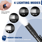 WORKPRO Rechargeable Pen Light, Mini Flashlight, 2 Pack Ultra-Compact EDC Flashlight, Pocket Flashlight with Clip, Memory Function and 2 x USB C Cable Included, Black