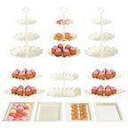 10 Pack Cake Stand Set with 3 x Two-Tier and 3 x Three-Tier Cupcake Stands, Plastic Dessert Table Stand Set 3 Tired Cookie Tray and 4 Pcs Dessert Trays