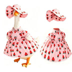 Summer Porch Goose Outfit for 23'' Cement Statue Goose, Strawberry Porch Goose Clothes Skirt Costume for Summer Outdoor Yard Lawn Patio Decor