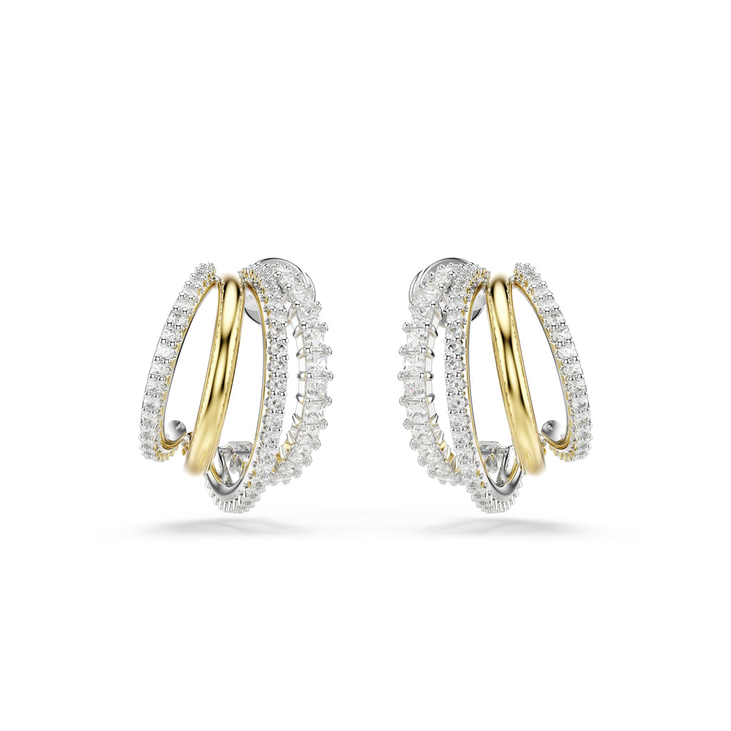 Swarovski Hyperbola Hoop Earrings, Mixed Cuts, Mini, Clear, Mixed Metal Finish