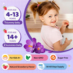 Saffron Gummies for Kids & Adults, 20-in-1 Saffron Supplements with 88.5mg Saffron Extract, B6, B12, C, D3, Magnesium for Calm, Focus, Nerve, Sugar Free, Vegan, Non-GMO - Strawberry Flavor, 60 Counts