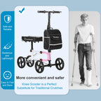 BlessReach Economy Knee Scooter Steerable Knee Walker for Foot Injuries Compact Crutch Alternative with Dual Braking System (Pink)