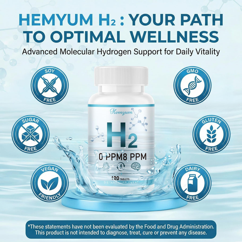 Hydrogen Water Tablets, H2 Molecular Hydrogen with Magnesium, 10 PPM Hydrogen Tablets for Drinking Water, Supports Physical Recovery, Brain Health&Cellular Energy - Non-GMO, Gluten-Free 120 Tablets.