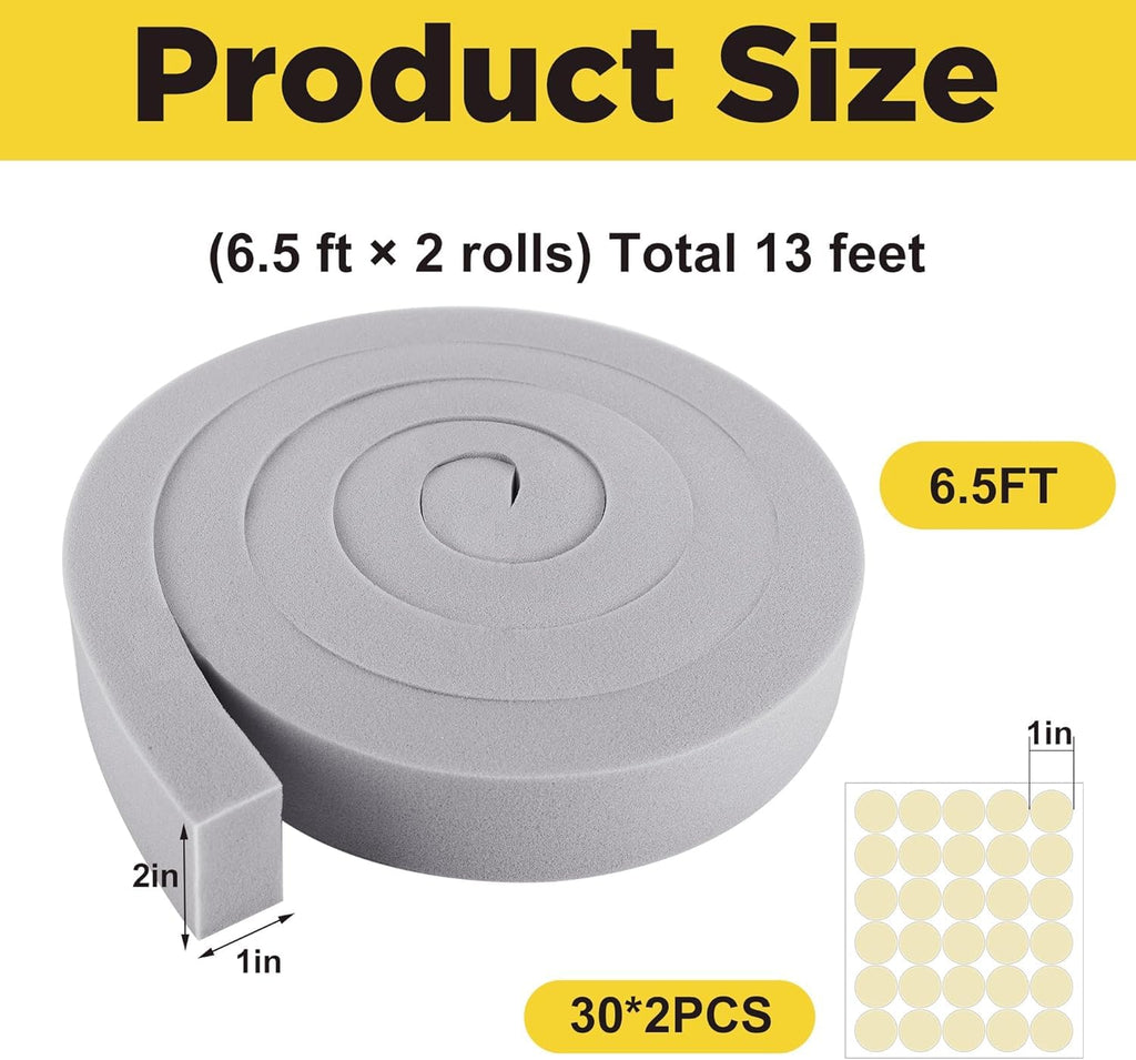 moonoom 2 Pcs Foam Air Conditioner Weatherseal Tape-2''x1''x6.5ft Air Conditioner Foam Tape-Non-Adhesive Foam Seal Strip with Glue Point for Air Conditioner Door Window Seal