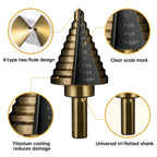 IRONANT 5PCS HSS Titanium Step Drill Bit Set for Metal Unibit