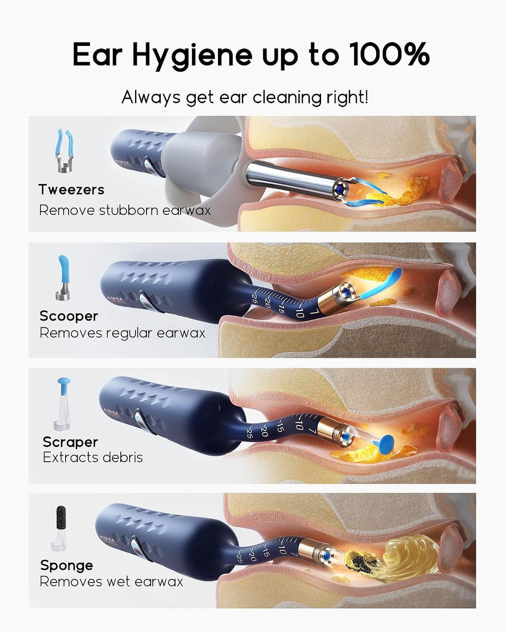 Bebird D39R Ear Wax Removal: Ear Camera with Storage Case&Painless Tweezers