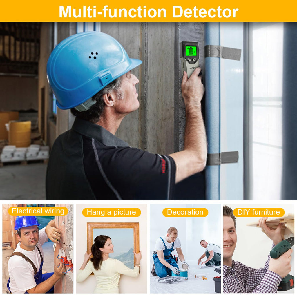 Stud Finder Wall Scanner - 5 in 1 Stud Finder Tool w/Smart Chip and HD LCD Display, Stud Detector Beam Finders for the Center and Edge of Wood AC Wire Metal Studs Joist Pipe (Grayish)
