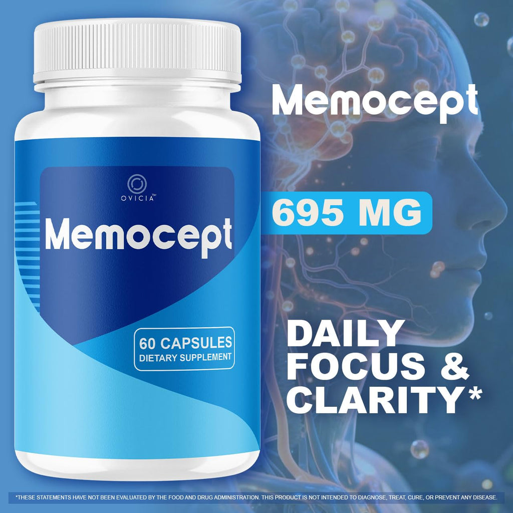 Memocept - Official Memocept Pills Advanced Formula with All Natural Ingredients, Daily Premium Capsules Brain Memory for Wellness & Overall Health Support, 60 Capsules for 1 Month