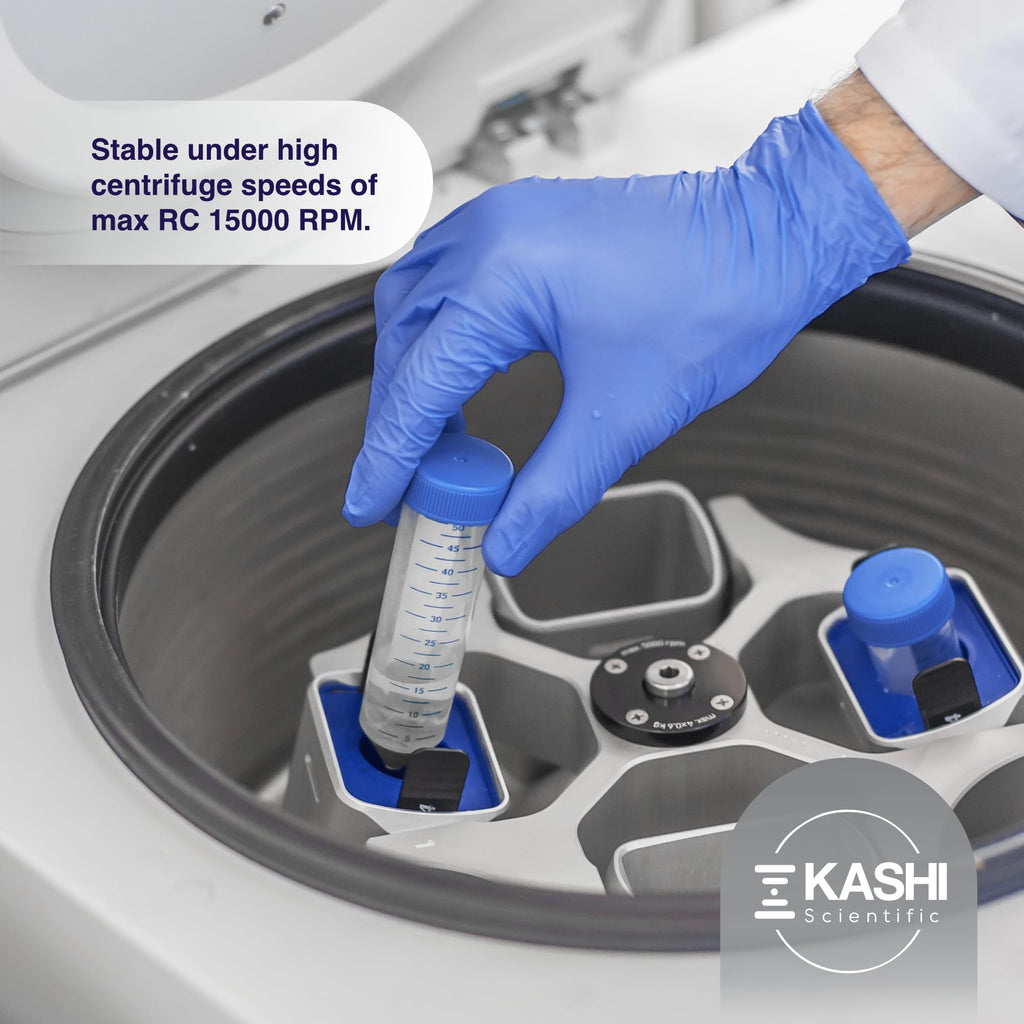 Kashi Scientific 50mL Screw-Cap Conical Centrifuge Tubes, Sterile Transparent Test Tubes with Printed Graduation and Write-on Spot [50mL, 50]