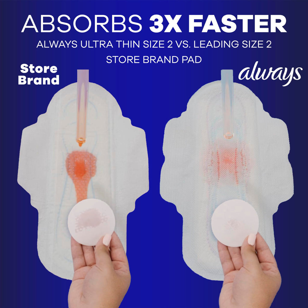 Always Ultra Thin Overnight Pads, Size 5, Extra Heavy Overnight, Unscented, 92 Count (2 Packs of 46)