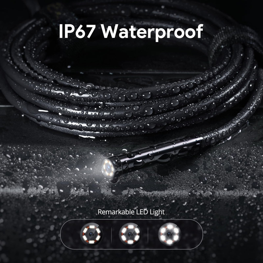 Dual-Lens Endoscope Camera with Light, DEPSTECH 1080P HD Borescope with 5" IPS Screen, 16.5FT Flexible Sewer Plumbing Snake Camera, Cool Gadgets for Men, Women