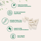Micro Ingredients Pure Methylated Multivitamin for Women, 240 Capsules | 32-in-1 Formula with Vitamin B, C, D + Iron, Methylfolate & More | Supports Women 's Daily Wellness | Filler Free, Non-GMO